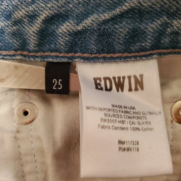 Edwin Cai Cutoff Jean Shorts Light Blue Distressed 25 - Picture 4 of 4